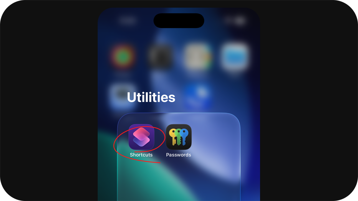 Shortcuts app on iPhone home screen